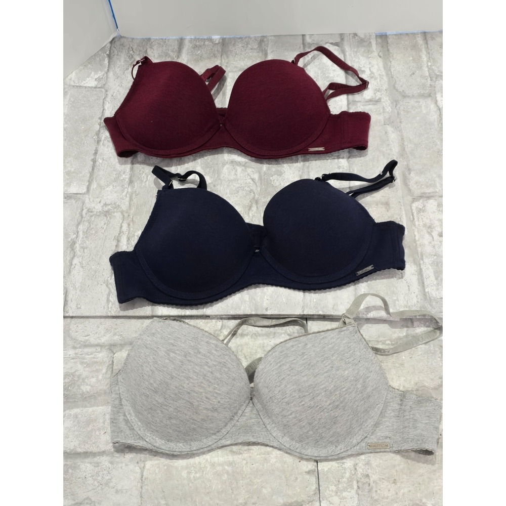 NWOT‎ NAUTICA Intimates Push-Up Underwired Bra Size 36B Gray Blue Maroon